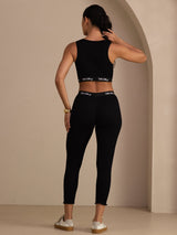 [Black] SilkSilky Sleeveless Crew Neck Women's Outfit Sets 002
