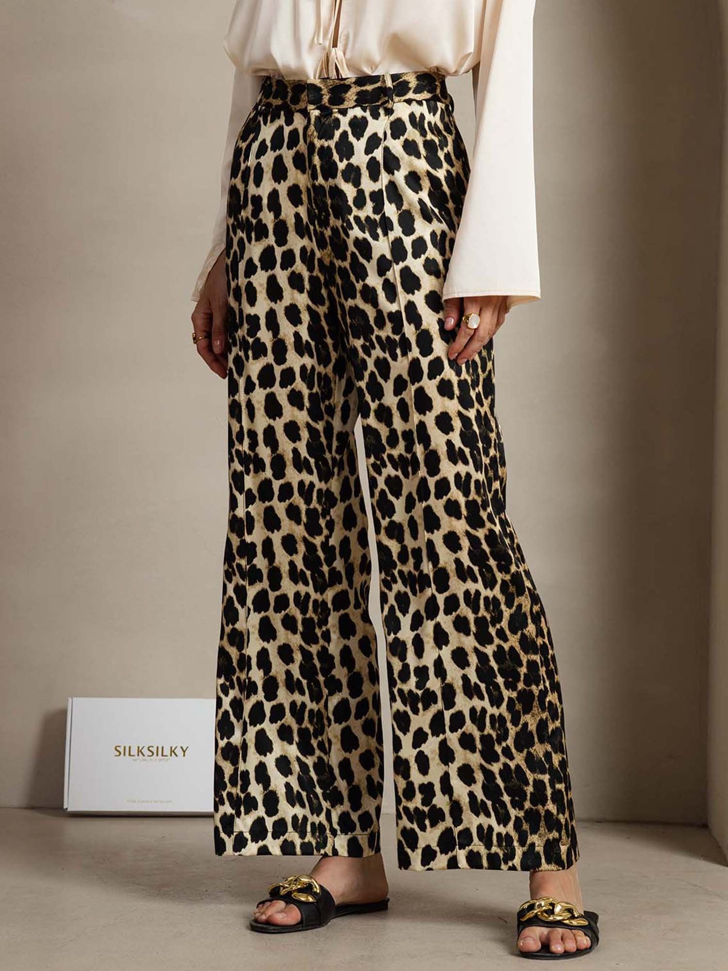 [Leopard] SilkSilky 19Momme Silk Womens Pants 003