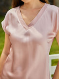 SilkSilky US 22Momme Silk Cap Sleeve Nightgown Pink 006