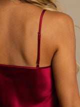 [Wine] SilkSilky  Spaghetti Strap V Neck Nightgown 004