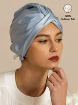 [Steel Blue] SilkSilky  22Momme Pure Silk Sleep Cap 001