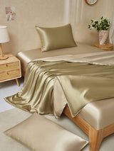 [Beige+Khaki] SilkSilky  19Momme Bedding Set 001