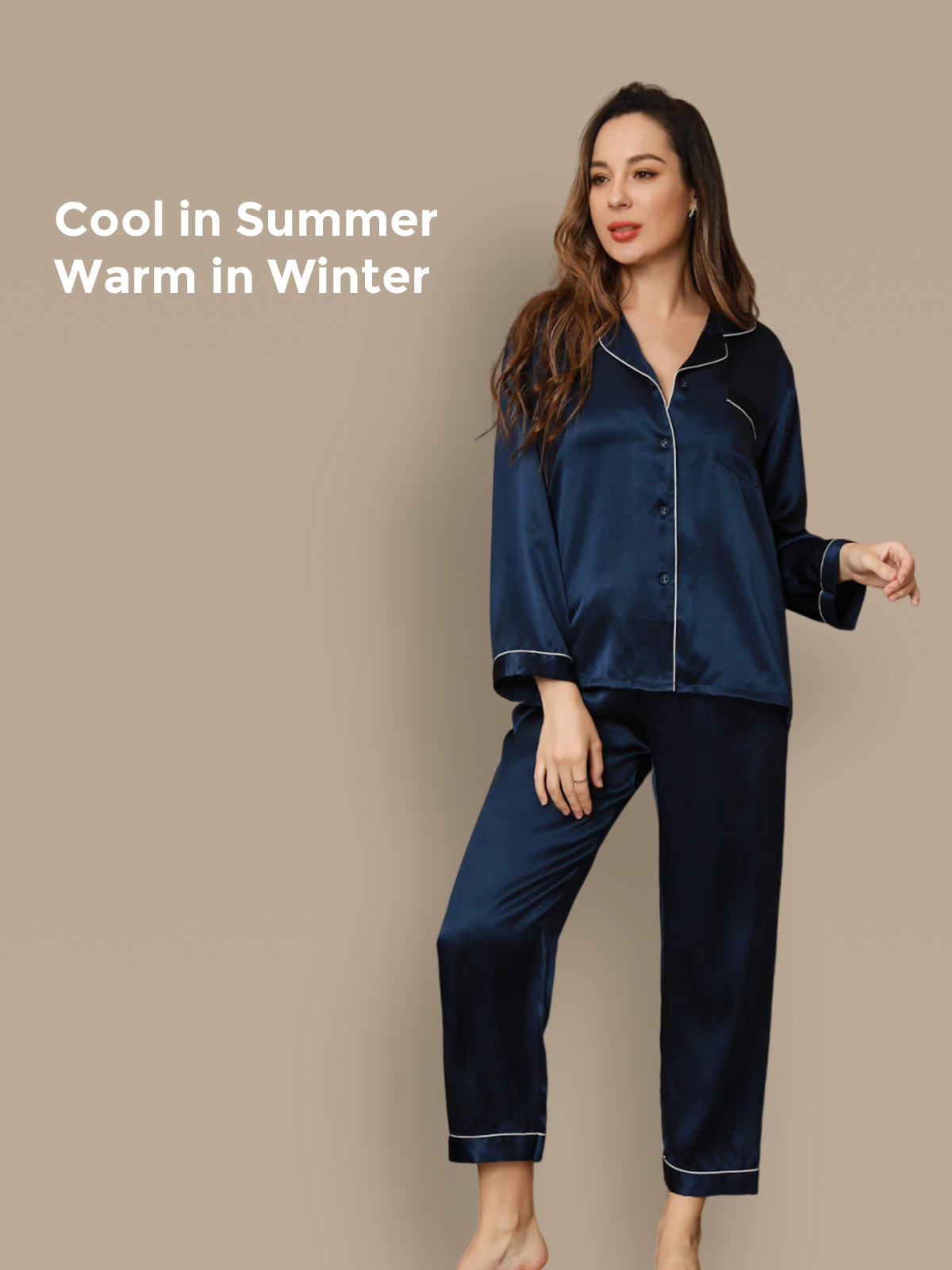[Dark Blue] SilkSilky  Pure Silk Womens Pajamas 001