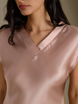 [Tuscany] SilkSilky  Cap Sleeve V Neck Nightgown 004