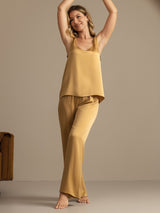 [Tan] SilkSilky  Sleeveless Women's Pajamas 005