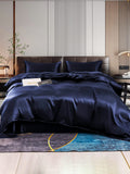 SilkSilky US 22Momme Pure Silk Bedding Set DarkBlue 001