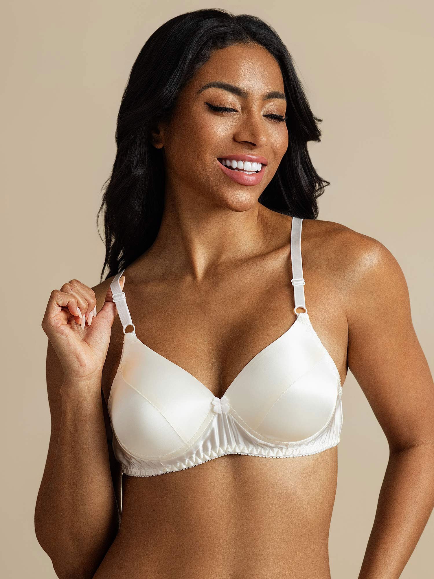[White] SilkSilky  Pure Silk Bra 001,
