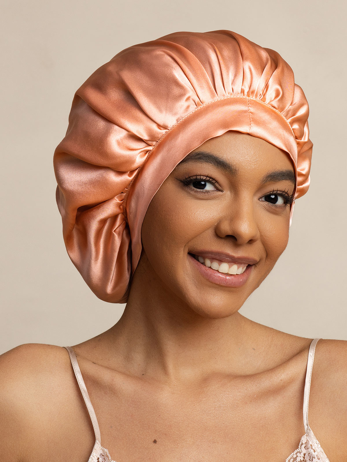 [Coral Pink] SilkSilky  Pure Silk Sleep Cap 004