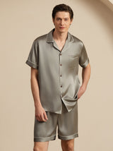 [Grayish Green] SilkSilky  Short Sleeve Notch Collar Men's Pajamas 005