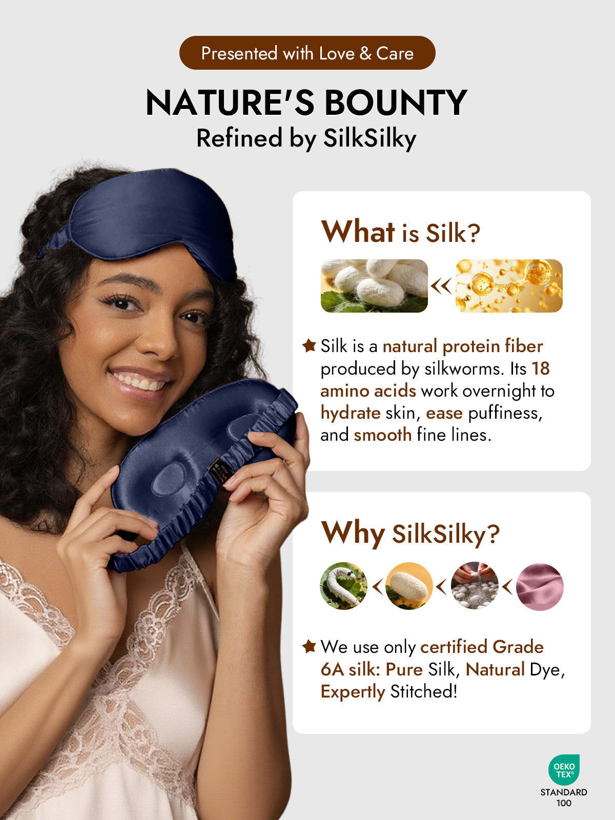 [Dark Blue] SilkSilky  Pure Silk Eye Mask 006