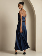 [Dark Blue] SilkSilky  Spaghetti Strap Cowl Neck Women's Outfit Sets 002