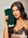 SilkSilky US 19Momme Pure Silk Scrunchie DarkGreen 002