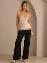[Champagne] SilkSilky Spaghetti Strap V Neck Camisole Top 006
