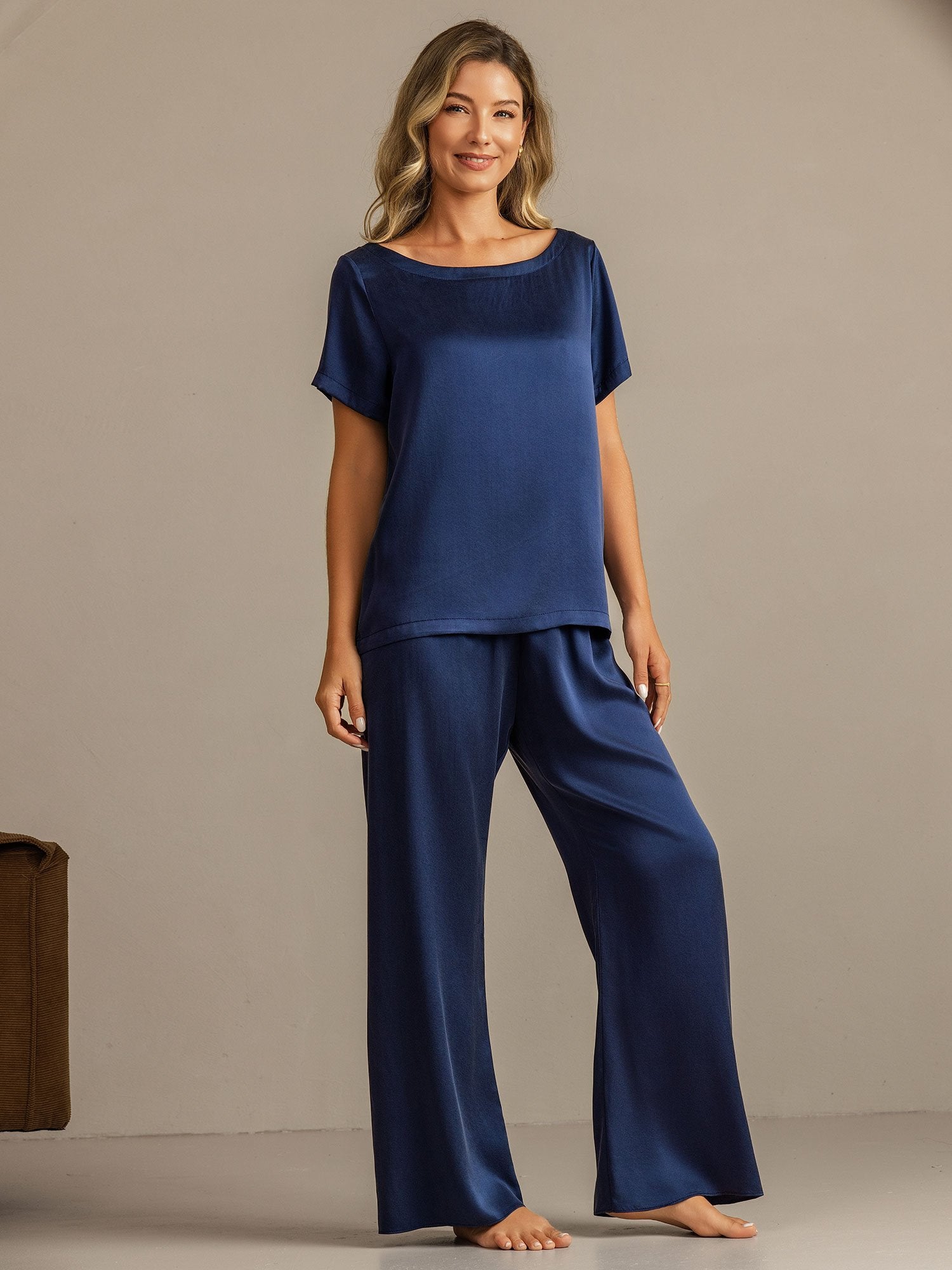 [DarkBlue] SilkSilky 19Momme Silk Womens Pajamas 001