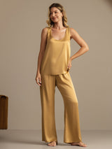 [Tan] SilkSilky  Sleeveless Women's Pajamas 004