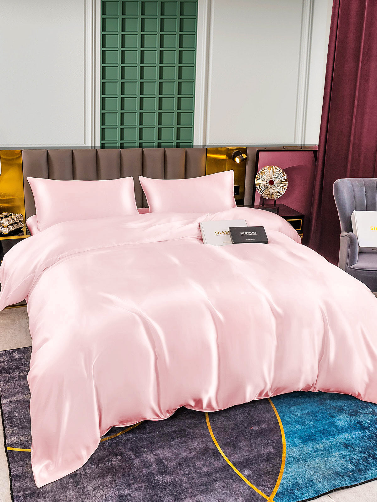 [Pink] SilkSilky  25Momme Pure Silk Bedding Set 005