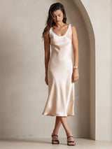 [Champagne] SilkSilky  Sleeveless Scoop Neck Dress 005