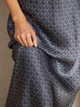 [Navy Ginkgo] SilkSilky  19Momme Spaghetti Strap V Neck Dress 007
