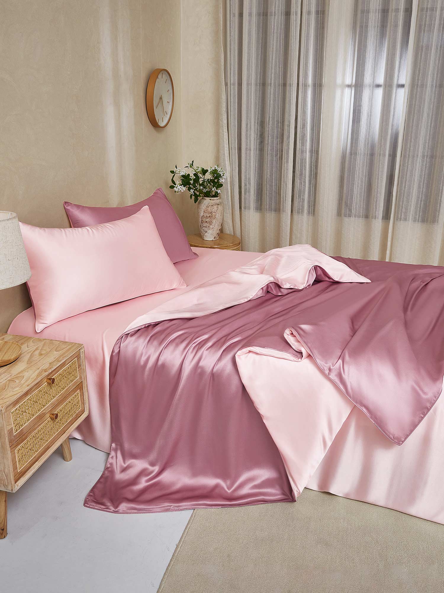 [PaleMauve+LightPink] SilkSilky  25Momme Pure Silk Bedding Set 003,