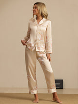 [Champagne] SilkSilky  Long Sleeve Lapel Collar Women's Pajamas 006