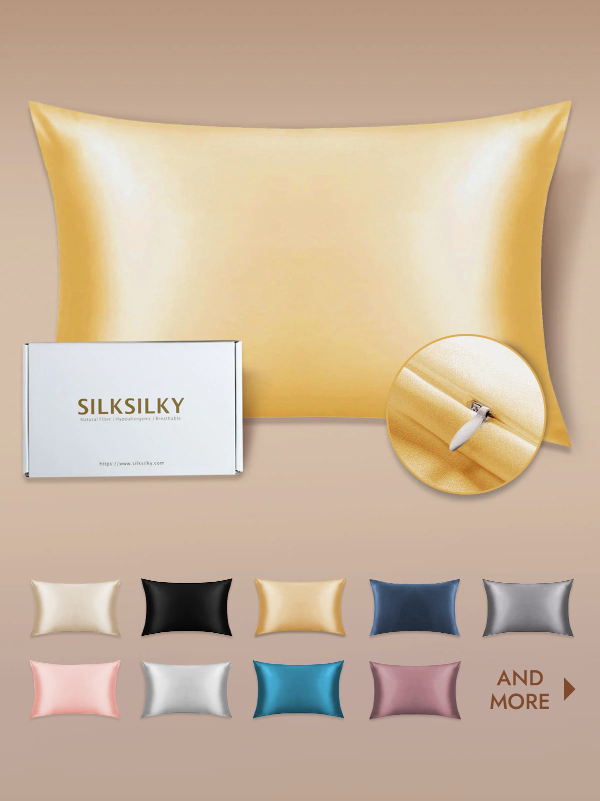 [Champagne] SilkSilky  19Momme Pure Silk Pillowcase 001