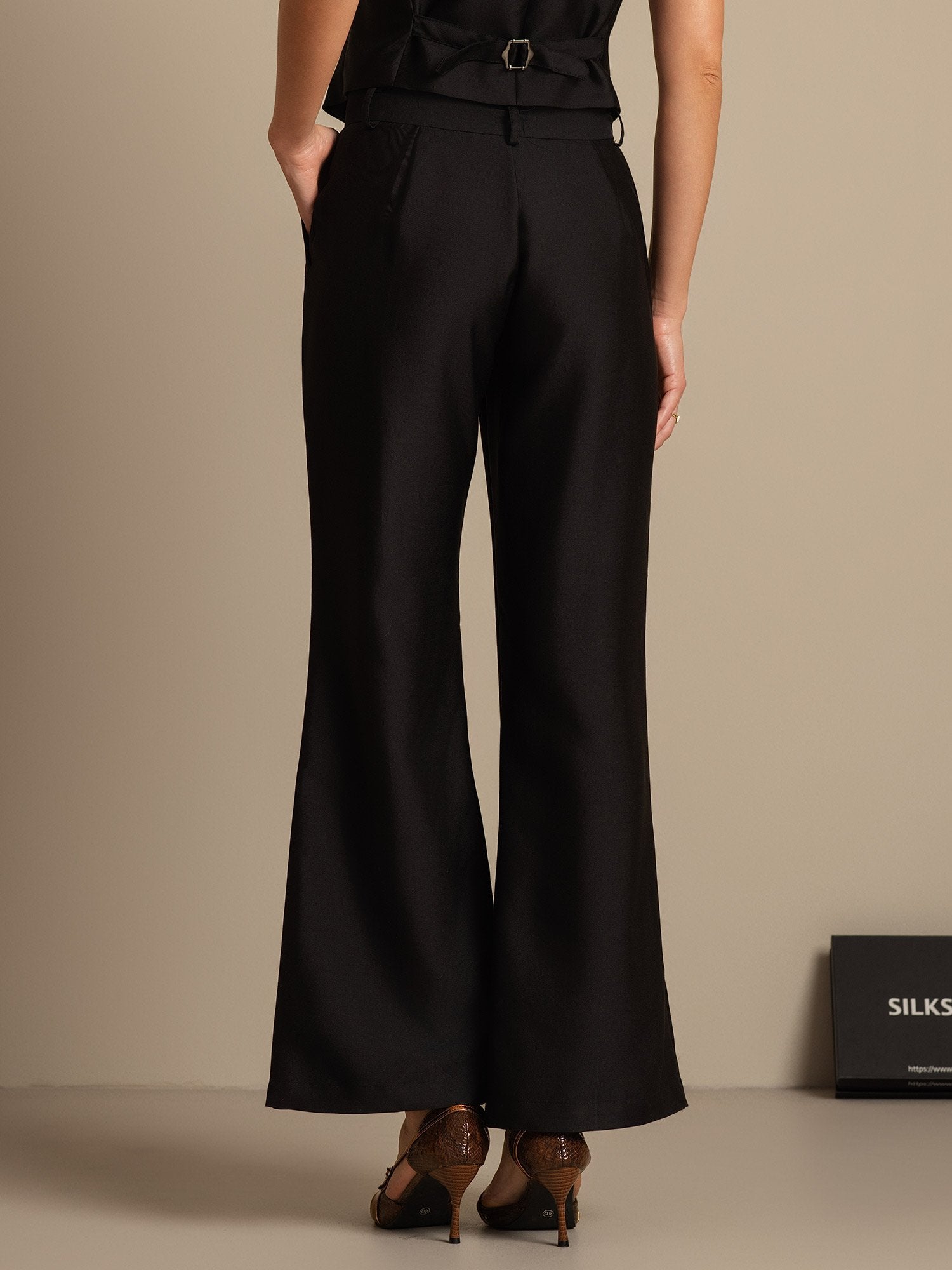 [Black] SilkSilky  32Momme Silk Womens Pants 002