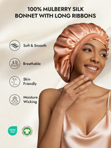 [Coral Pink] SilkSilky  Pure Silk Sleep Cap 002