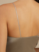 [Khaki] SilkSilky  Spaghetti Strap V Neck Camisole Top 005