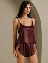 [Brown] SilkSilky  Spaghetti Strap Camisole Set 001