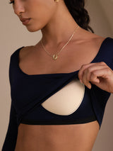 [Dark Blue] SilkSilky Long Sleeve U Neck Women's T-Shirt 005