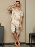 Contrast Trim Men‘s Pure Silk Pajamas Short Set