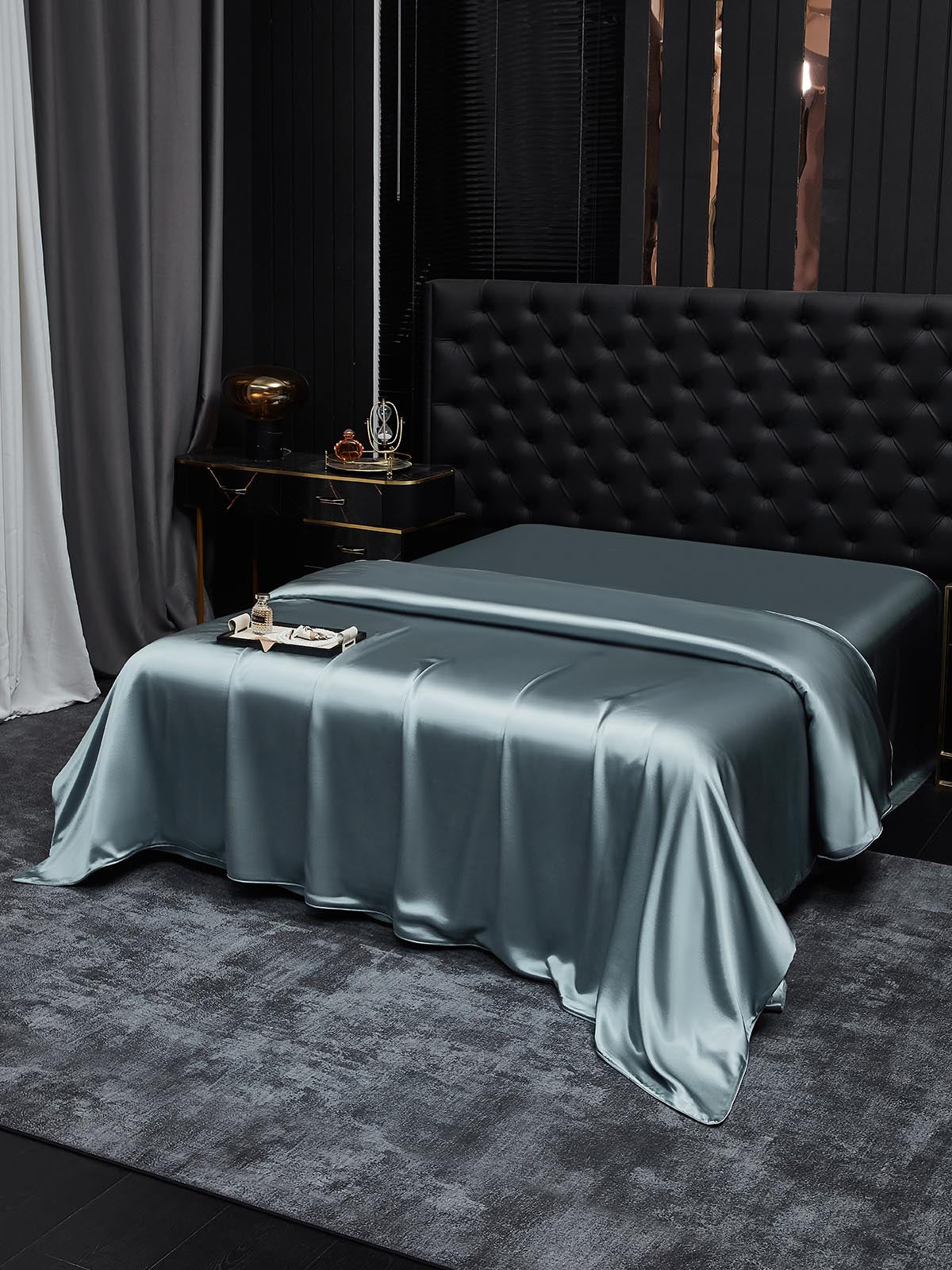 [Grayish Blue] SilkSilky  19Momme Pure Silk Duvet Cover 001