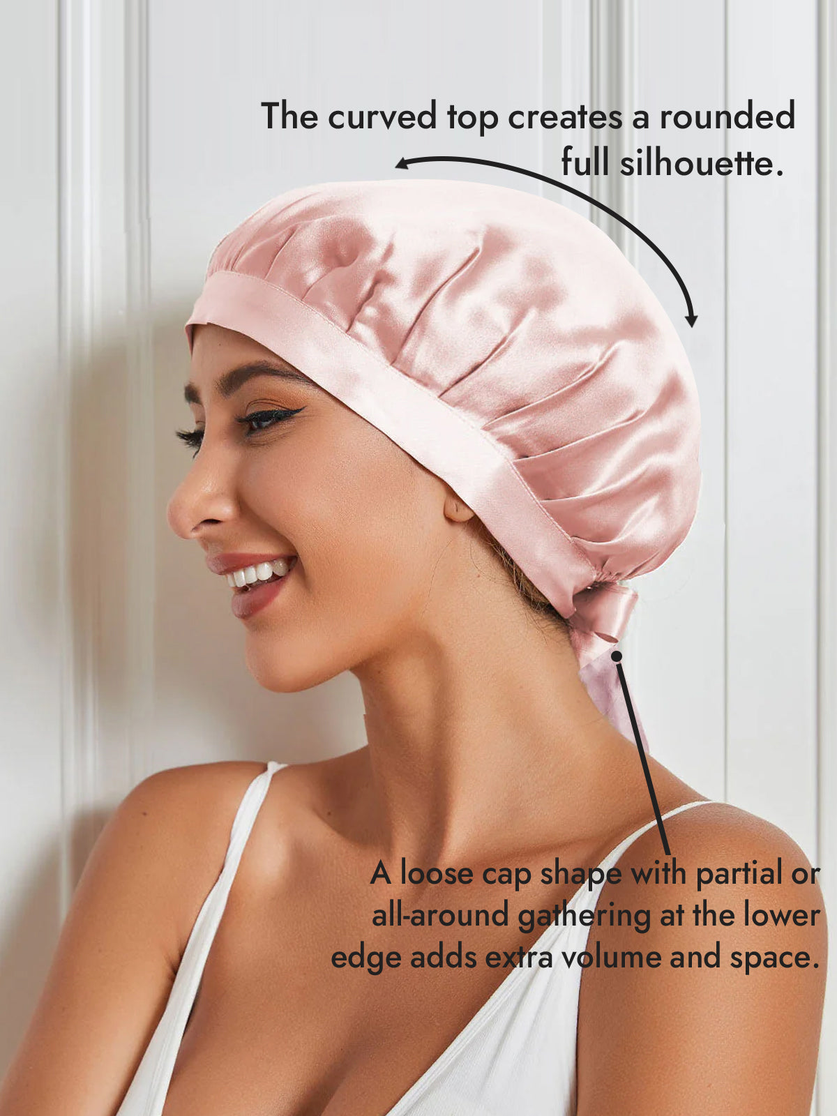[Pink] SilkSilky  Pure Silk Sleep Cap 003