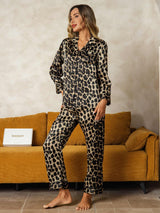 [Leopard] SilkSilky  Long Sleeve Notch Collar Women's Pajamas 005