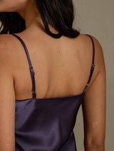 [Purple Gray] SilkSilky  Spaghetti Strap V Neck Nightgown 005