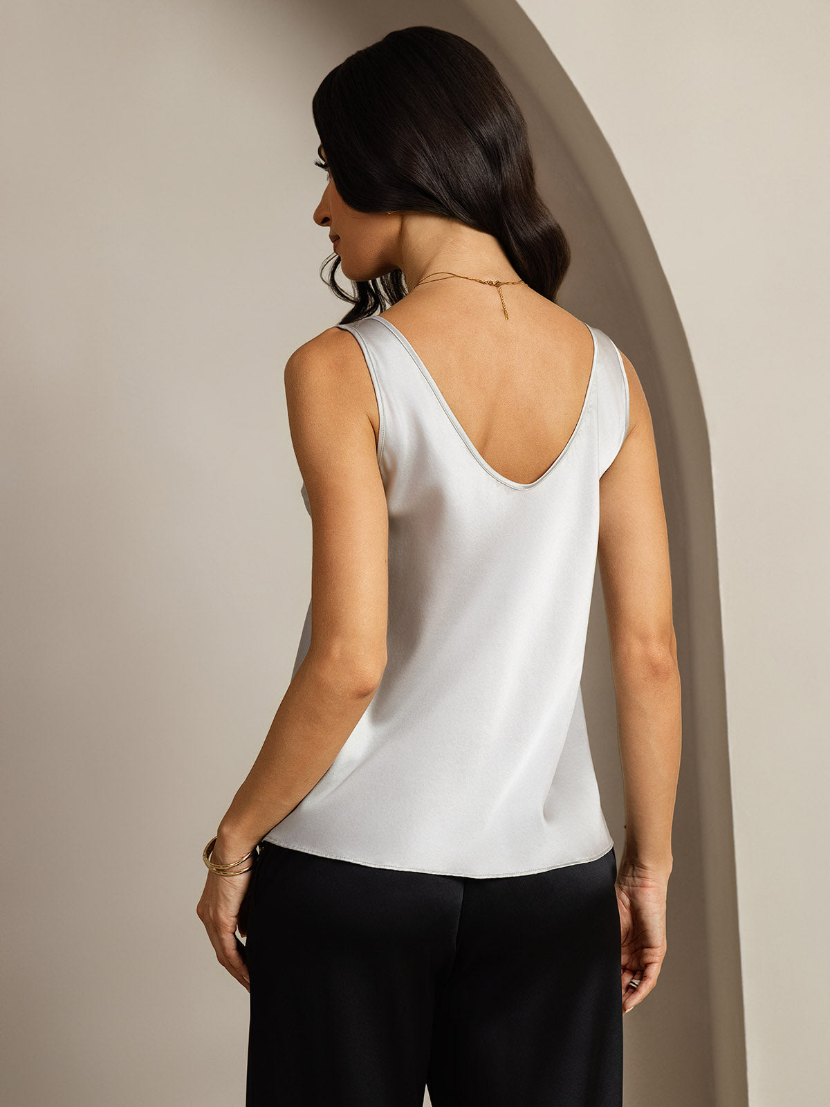 [Silver] SilkSilky  19Momme Silk V Neck Camisole Top 002