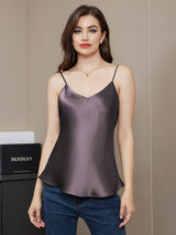 [Purple Gray] SilkSilky  Spaghetti Strap V Neck Camisole Top 005