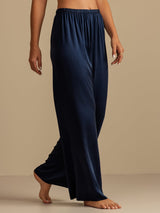 [Dark Blue] SilkSilky  19Momme Machine-Washable Silk Women's Sleep Pants 003