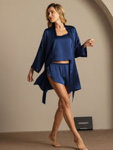 [Dark Blue] SilkSilky  3/4 Sleeve Women's Pajamas 006