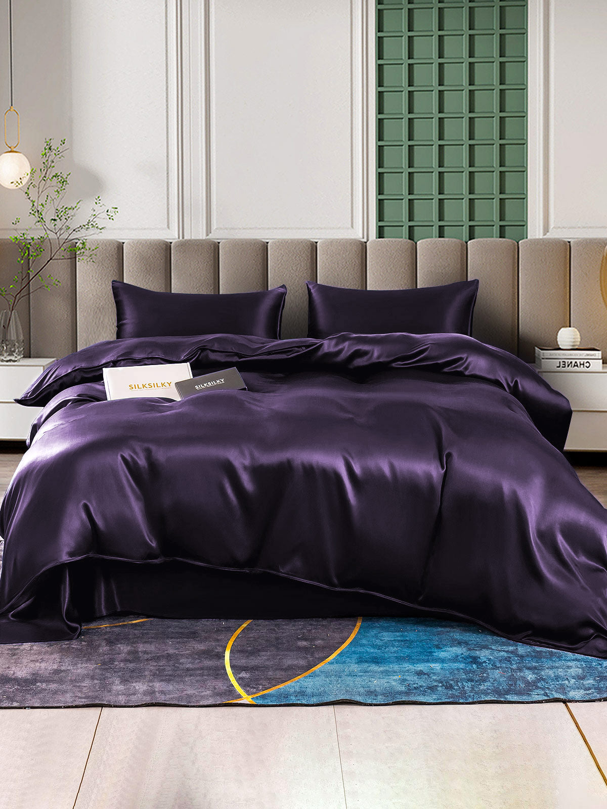 [Deep Purple] SilkSilky  22Momme Pure Silk Bedding Set 001,