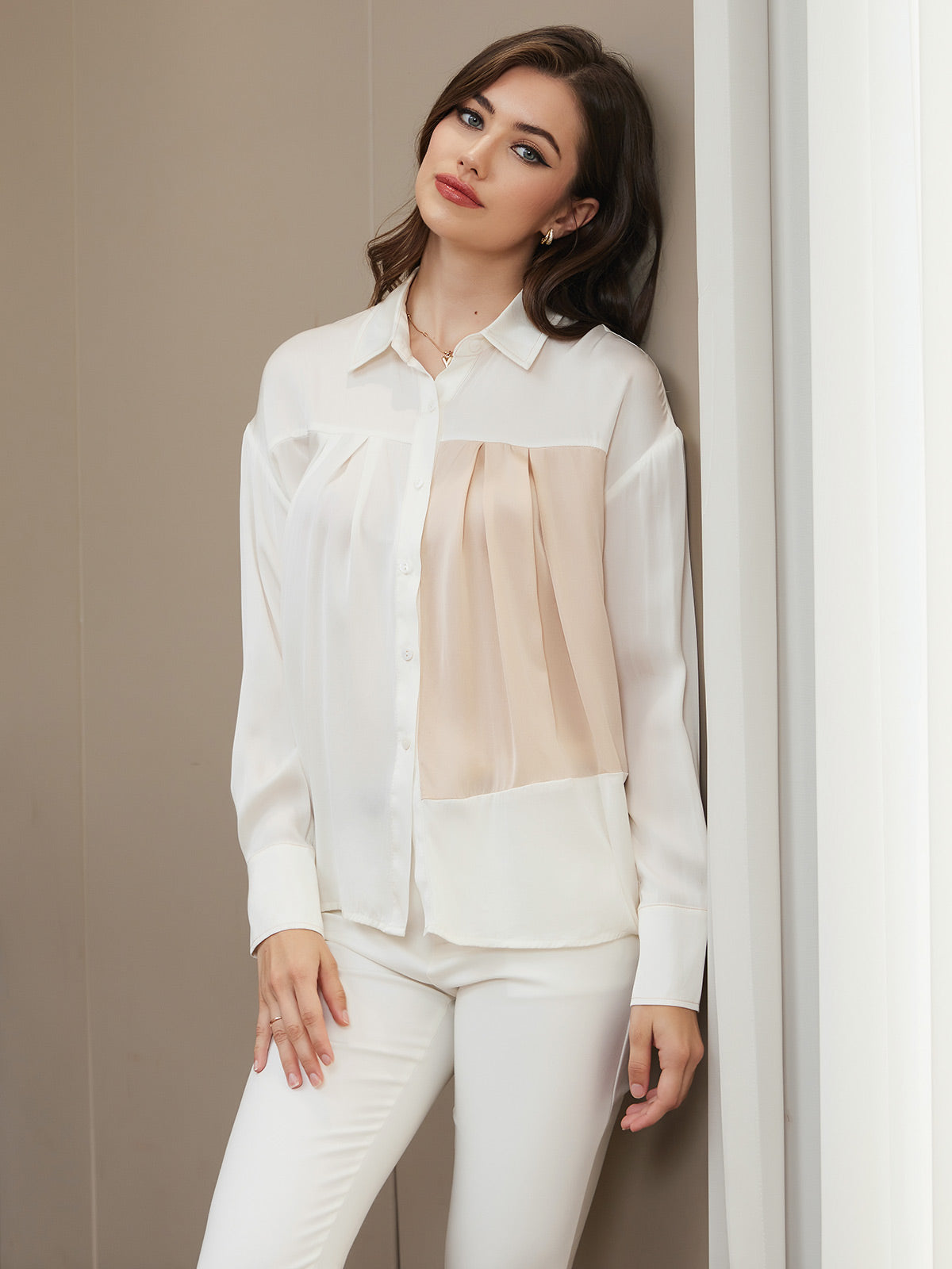 Clearance(US Warehouse) - Silk Patchwork Casual Oversize Shirt