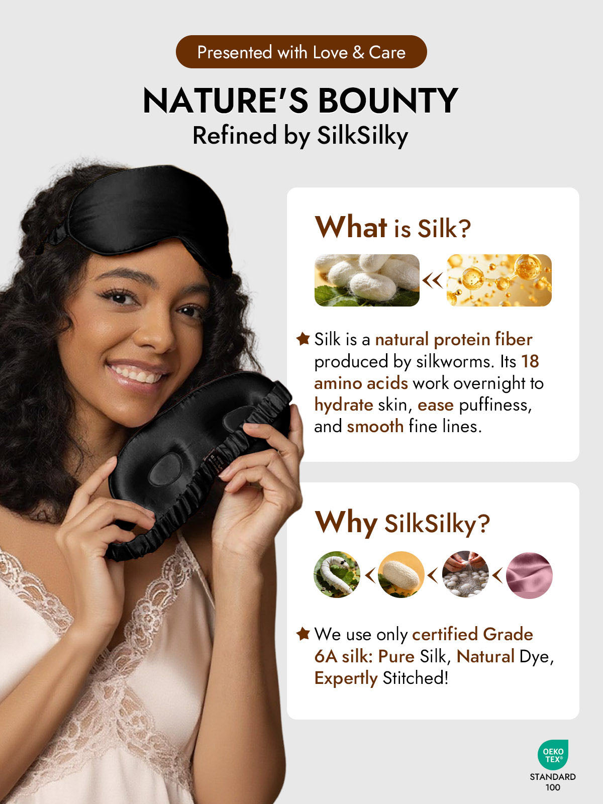 [Black] SilkSilky  Pure Silk Eye Mask 006