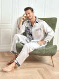 SilkSilky US Pure Silk Long Sleeve Lapel Men's Pajamas Gray 008