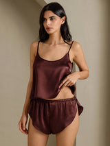 [Brown] SilkSilky  Spaghetti Strap Camisole Set 008