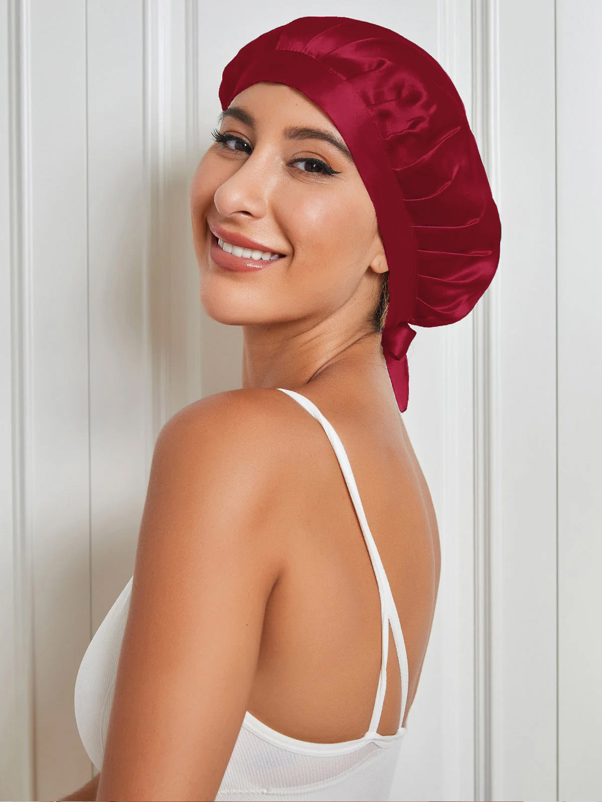 SilkSilky  Pure Silk Sleep Cap Wine 004