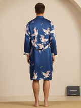 [Dark Blue] SilkSilky 19Momme Long Sleeve Mens Pajamas 002