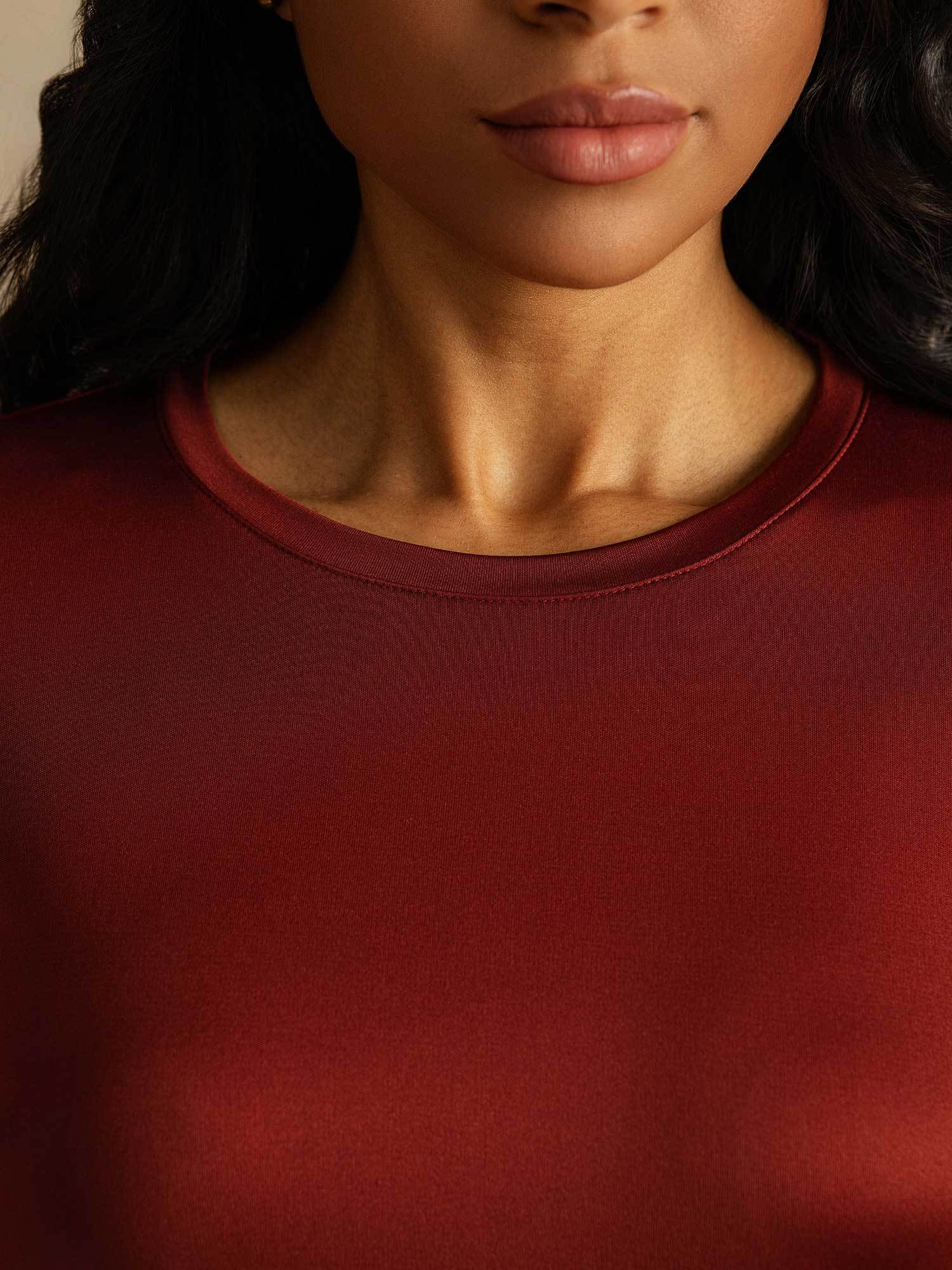 [Fired Brick] SilkSilky  Pure Silk Womens T-Shirt 004