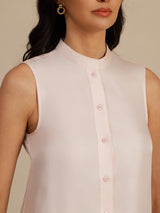 [Pink] SilkSilky  Sleeveless Stand Collar Dress 004