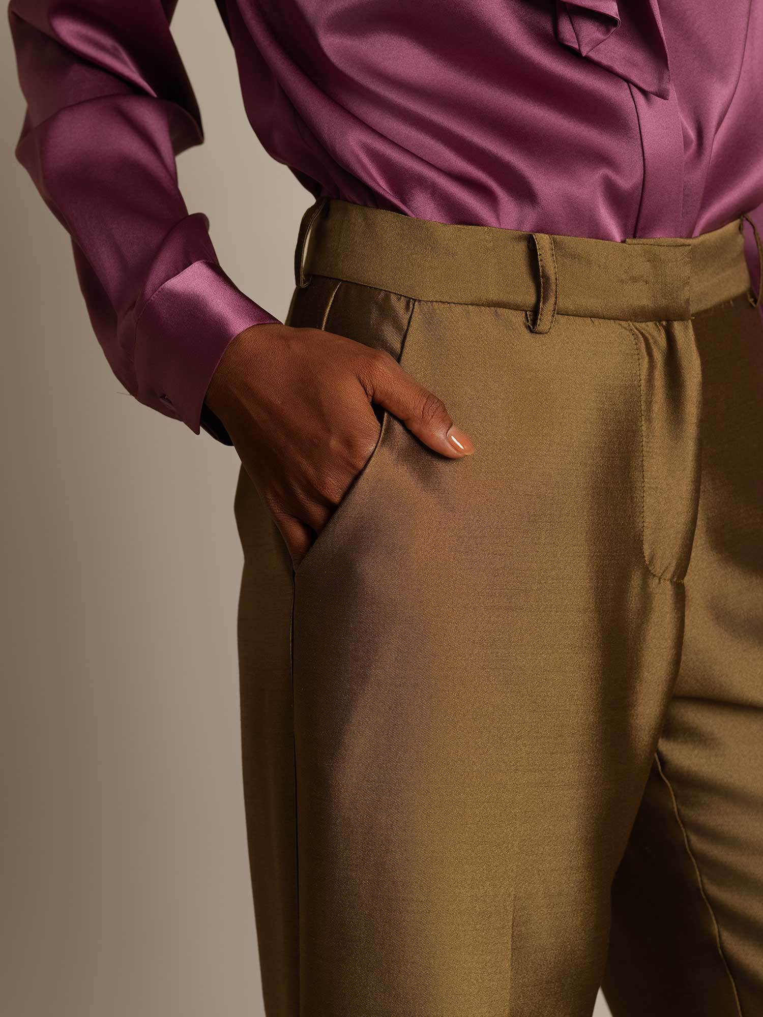 [Bronze] SilkSilky  32Momme Silk Womens Pants 004,