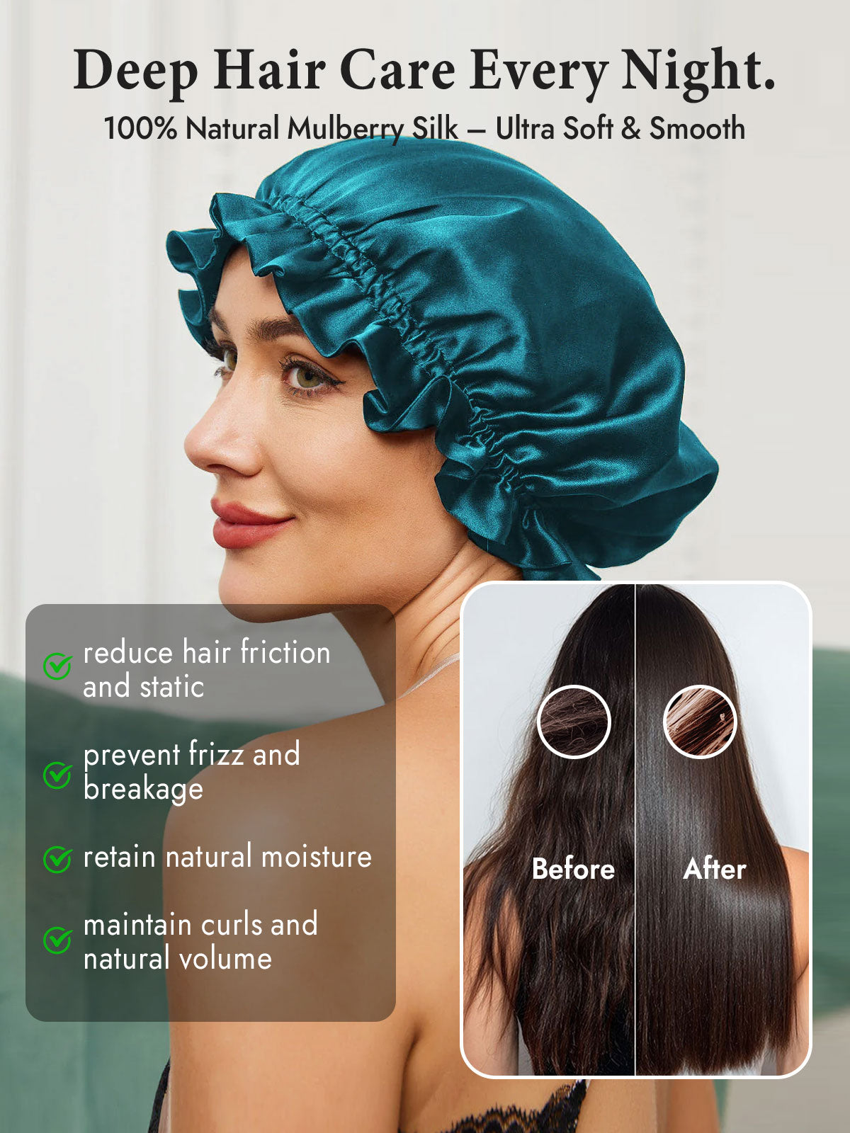 [Teal] SilkSilky  Sleep Cap 005